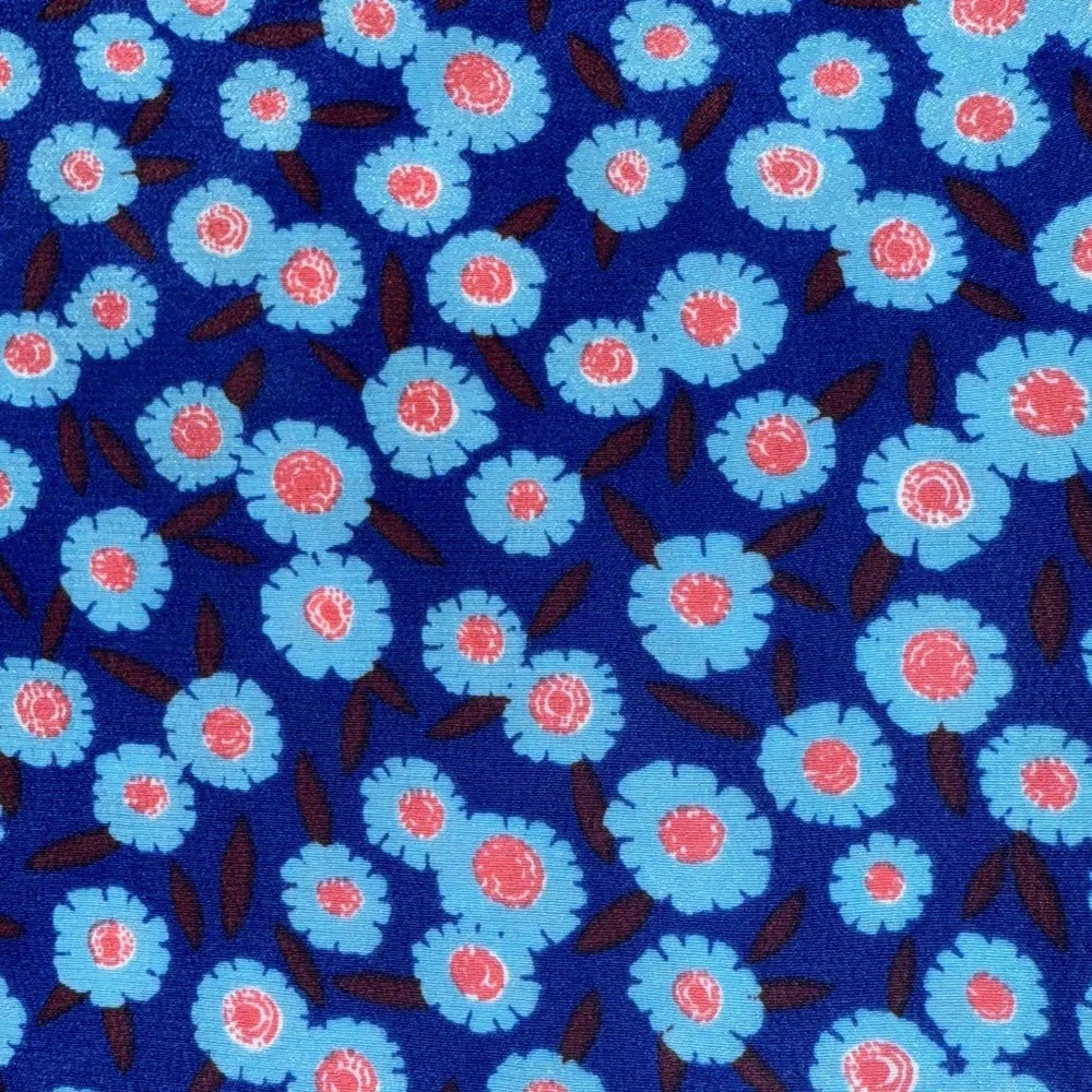 Kate Spade New York Tangier Ruffle Silk Tank Blue Cobalt Floral Small, EUC